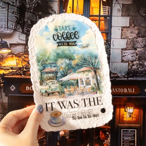 TIAMECH Cafe Coffee PET Stickers 150 Pcs Waterproof Journaling Ephemera