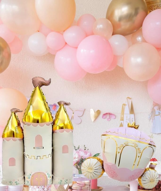 Princess Castle and Carriage Foil Balloons Set - 3pcs
