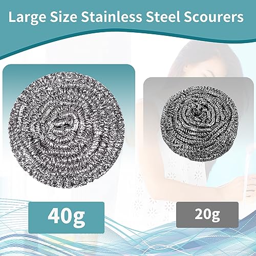 Carrie Joe 6-Pack Heavy Duty Stainless Steel Scrubber Pads 40g Each Kitchen Cleaning