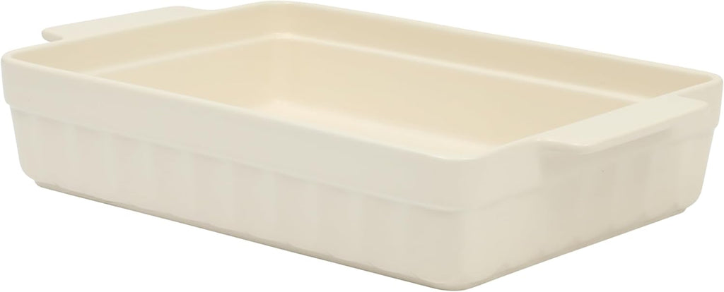 Martha Stewart Ceramic Bakeware - 13x9 Inch Rectangular Baking Dish with Handles | Cream Glazed Stoneware for Casseroles, Lasagna & Roasts