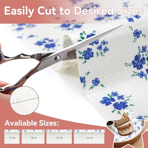 RAY STAR Floral Shelf Liner, 12" x 120" Non-Adhesive PVC Drawer Liner