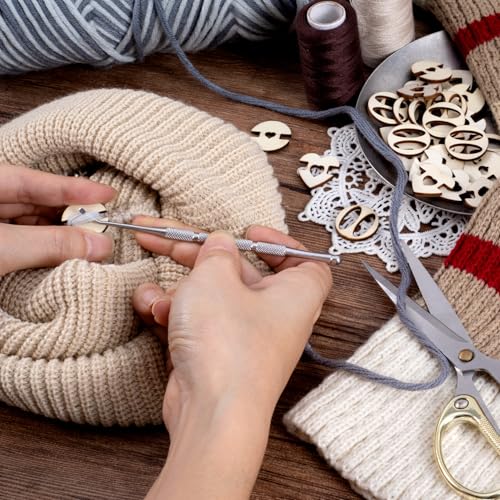 60pcs Light Brown Wooden Hat Buttons - Removable Crochet Fasteners