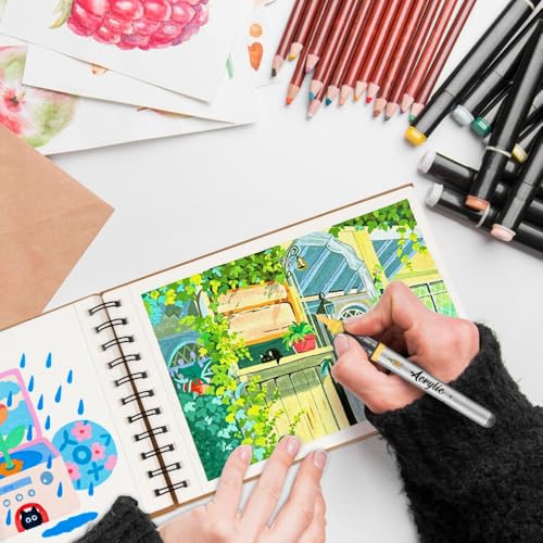 E-WEICHEN Mixed Media Sketchbook 8.3x5.8 Spiral Bound Drawing Pad