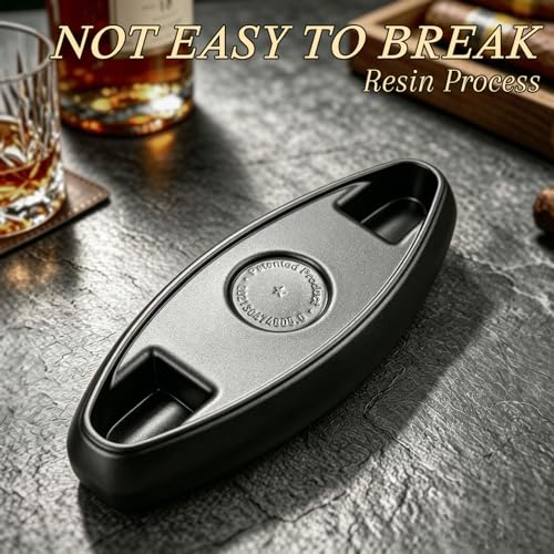 CIGARFEAST Portable Cigar Ashtray - Black, Windproof Boat Design for Outdoors