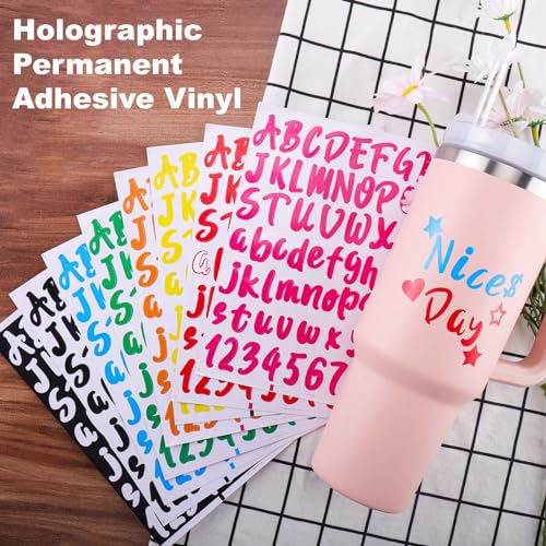 AIERSA Vinyl Letter Stickers for Stanley Cups, Waterproof Alphabet Decals, 8 Sheets