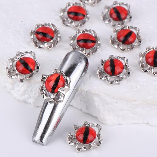 3D Devil Eyes Metal Nail Art Glitter Decorations - 12 Pack DIY Manicure Accessories