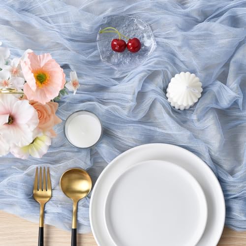 Blue Cheesecloth Table Runner 10 Pack - Fall Wedding Birthday Party Decor 10ft