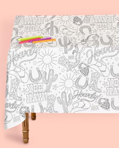 Western Coloring Tablecloth for Kids Parties | 54x108 in