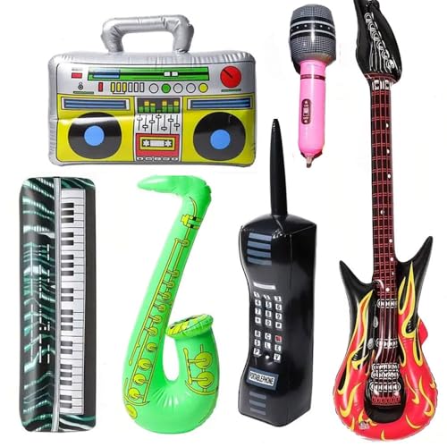 Inflatable Rock Star Party Set - Guitars, Saxophone, Microphones & More
