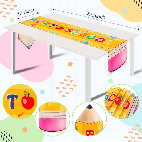 JMZYJZH Pencil Table Runner for Back to School Classroom & Party Decor