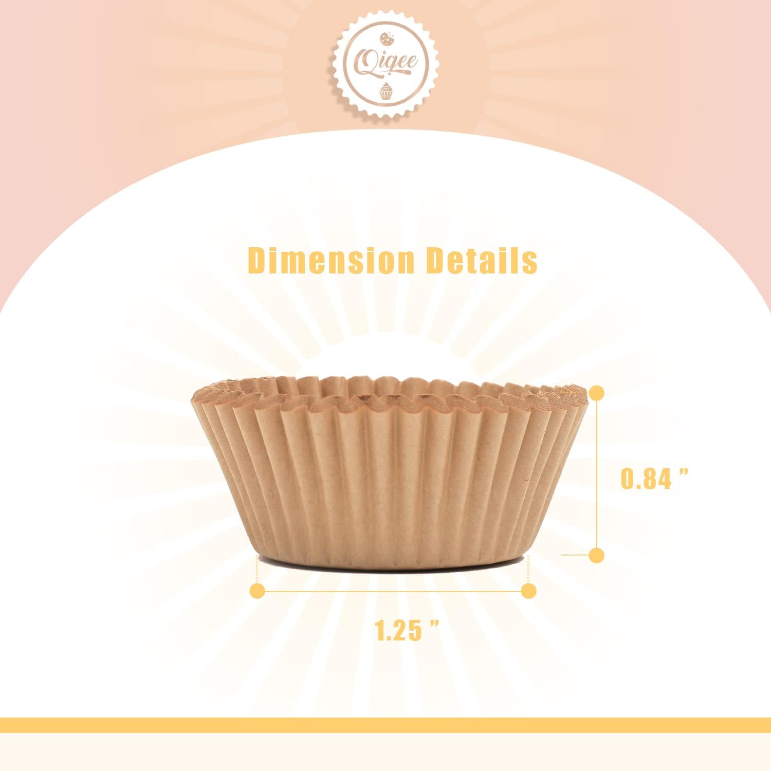 Qiqee Mini Cupcake Liners - 1000 Count Natural Food Grade Baking Cups | Odor-Free Small Size