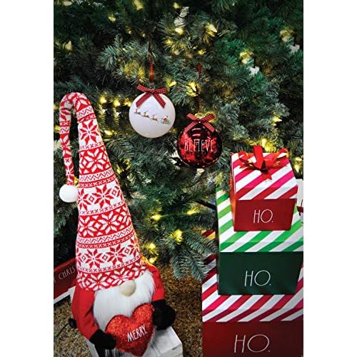Rae Dunn Christmas Ornaments - Set of 2 Glass Balls - 100mm / 3.94 Inch Large Hanging Holiday Decorations for Xmas Tree Believe