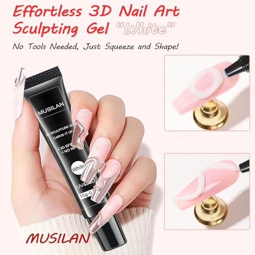 MUSILAN 3D Nail Art Sculpting Gel - Tube Needle Design Non-Sticky Molding Gel
