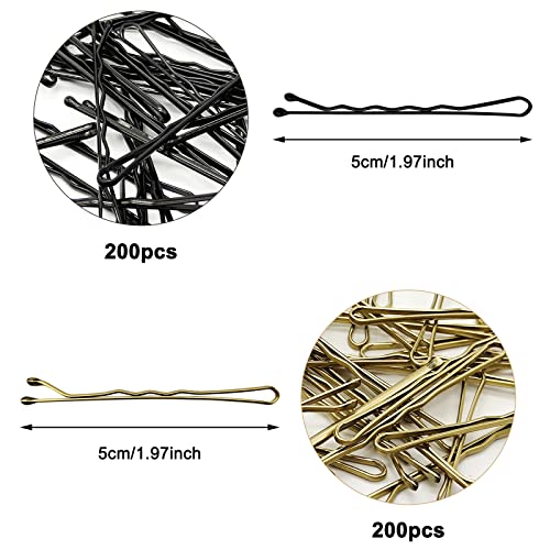 Scartink 400 Pcs 2 Inch Bobby Pins Kit with Storage Box, Black and Gold