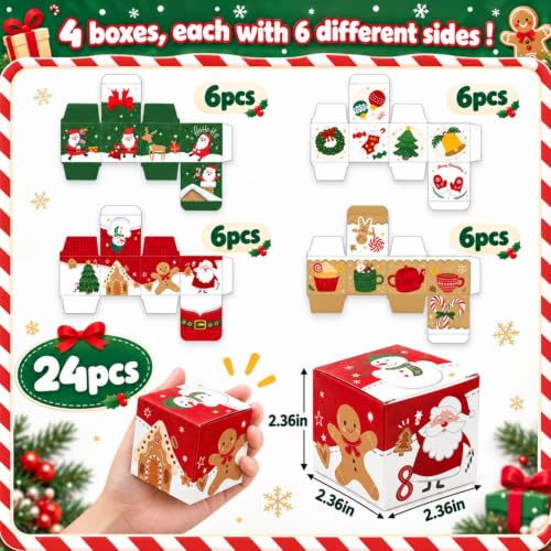 LIHAO Christmas Advent Calendar Boxes - 24 Fillable Countdown Gift Sets, Design 2