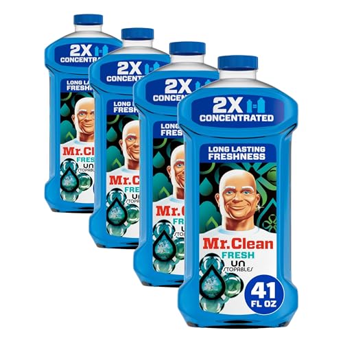 Mr. Clean 2X Concentrated Multi-Surface Cleaner, Unstopables Fresh, 41 Fl Oz (Pack of 4)
