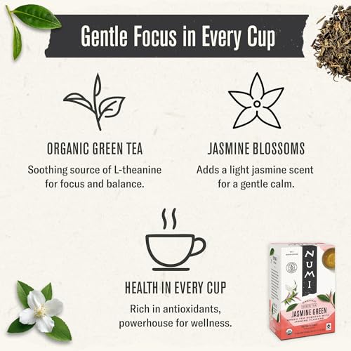 Numi Organic Jasmine Green Tea - 54 Bags with Real Jasmine Flowers