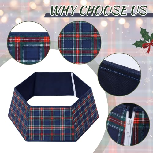 Poen Tartan Plaid Christmas Tree Collar - 29-inch Holiday Tree Skirt