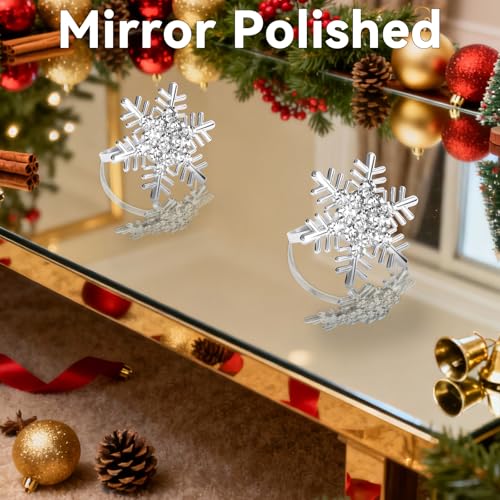 Silver Snowflake Napkin Ring Set of 24 - Christmas Holiday Table Decor