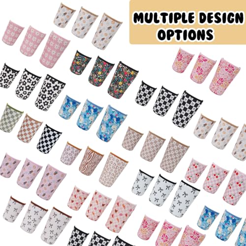 Haevola Checkered Set Reusable Insulated Neoprene Cup Sleeves for Cold Beverages, 22-24 oz