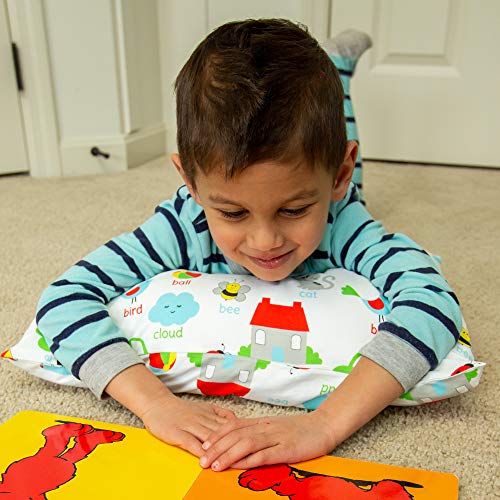 Toddler Pillowcase 'Words' - 100% Cotton, Machine Washable, 13x18 & 14x19