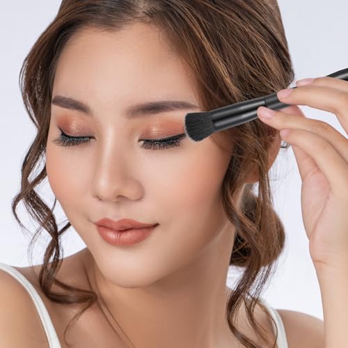 JIEYAO 2 Pcs Dual Ended Hairline Powder Brush with Sponge Tip & Soft Bristle