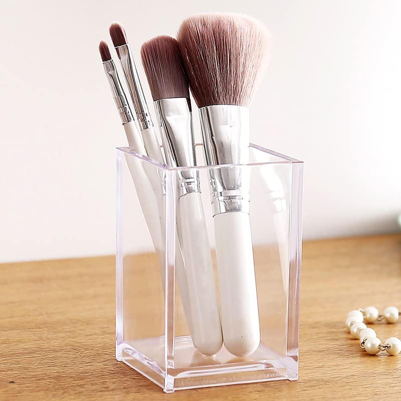 3 Pack Clear Acrylic Makeup Brush Holder and Desk Pencil Cup Organizer