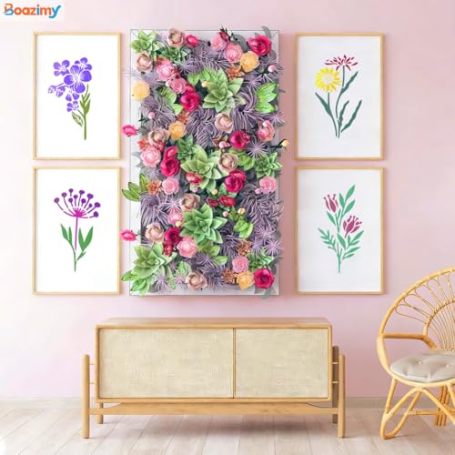 24-Piece Floral & Leaf Stencil Set - Reusable 2.9x5.9 Inch Templates for DIY Crafts