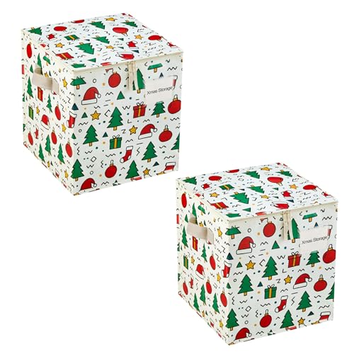 VENO Christmas Ornament Storage Box - 2 Pack, 64-Count Jingle Mix Organizer