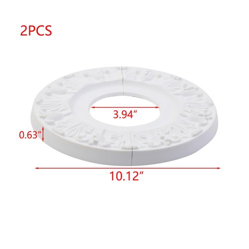 Risbay 2PCS White 10.12" PU Ceiling Medallion Ring Light Fixtures Ceiling Medallion Ceiling Fan Light Covers for Light Fixtures and Ceiling Fans