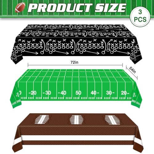 Football Party Decorations - 3 Pack Disposable Tablecloths 54x72in