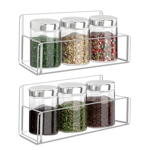 Clear Acrylic Spice Rack Wall Mount - 6 Inch, 2 Pack Organizer Shelf