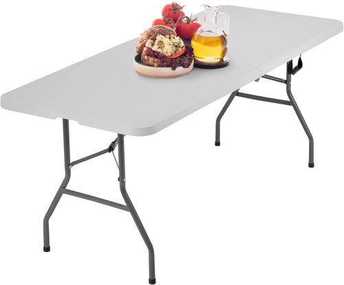 BestOffice 6FT Folding Picnic Table - Durable Plastic for Camping & Events | White Color