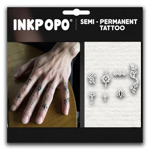 INKPOPO Long Lasting Realistic Temporary Tattoos - 3 Sheets Finger Series