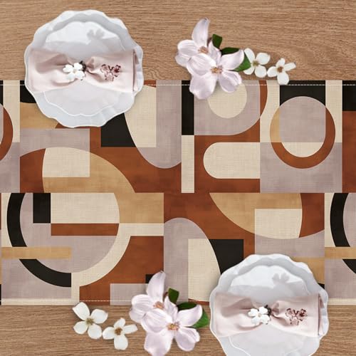 Vintage Mid Century Modern Geometric Table Runner | 13x72