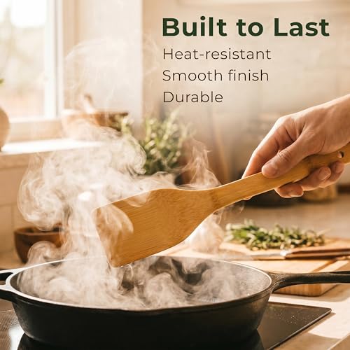 6-Piece Bamboo Cooking Utensils Set – Nonstick Safe Wooden Spoons