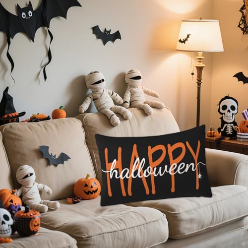 Halloween Spider Pillow Cover 20 x 12 Inch | Gothic Throw Cushion
