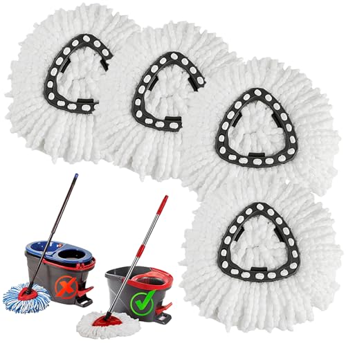 4 Pack Spin Mop Refills - Microfiber Replacement Heads for Easy Floor Cleaning
