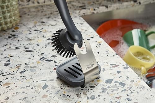 Joseph Joseph SinkTech Dish Brush with Stainless-Steel Stand & Drip Tray