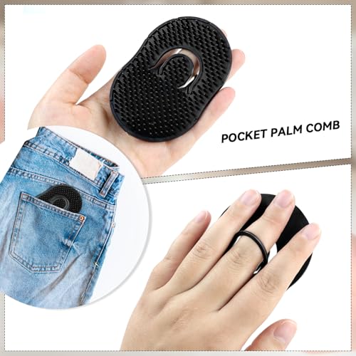 Tenalleys Pocket Palm Hair Brush & Beard Comb 4 Pcs Finger Loop Scalp Massager