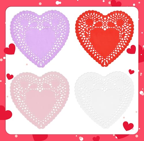 100 Heart Doilies - 4 Inch Valentine Paper Lace Cutouts Set