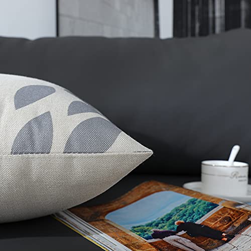 Boho Linen Throw Pillow Covers 16x16 Gray, Set of 4 Farmhouse Cushion Cases