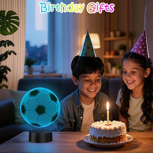 3D Soccer Illusion Night Light with 16 Colors - Perfect Gift for Boys