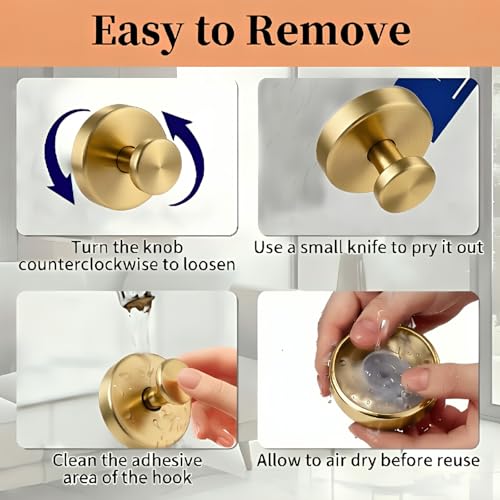 Brushed Gold Suction Cup Hooks - Heavy Duty 10LB Capacity