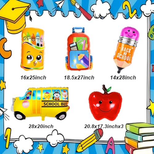 Back to School Balloon Set - School Bus, Crayon, Pencil & Welcome Decorations