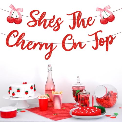 She's the Cherry on Top Banner - Bridal Shower & Bachelorette Party Decor