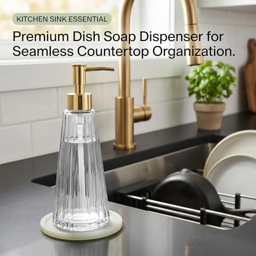 Clear Glass Soap Dispenser with Gold Pump - 11 fl oz