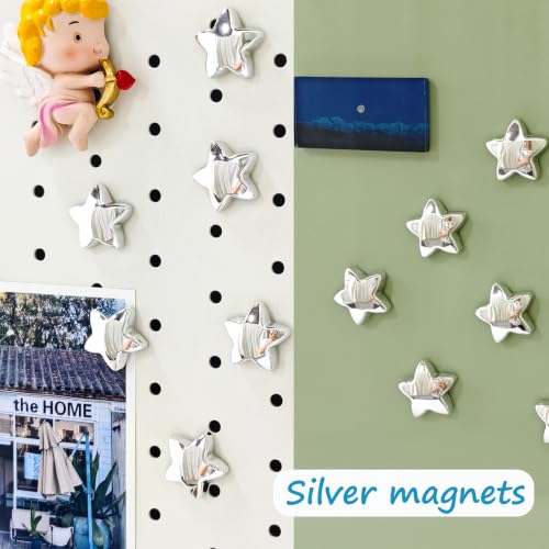 Silver 12PCS Star Refrigerator Magnets Set - Yhobrezy