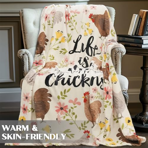 Chicken Blanket 40"x50" - Flannel Plush Throw for Chicken Lovers