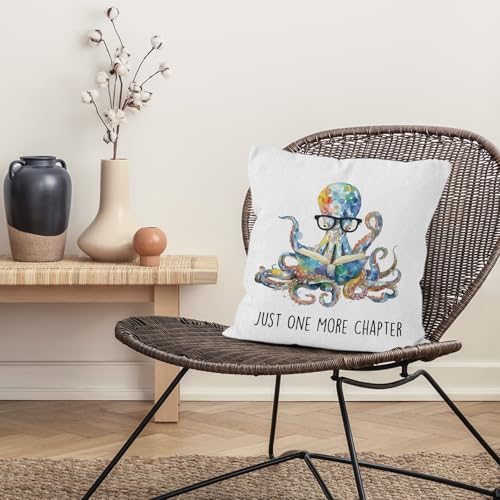 Just One More Chapter Octopus Throw Pillow Cover 18x18